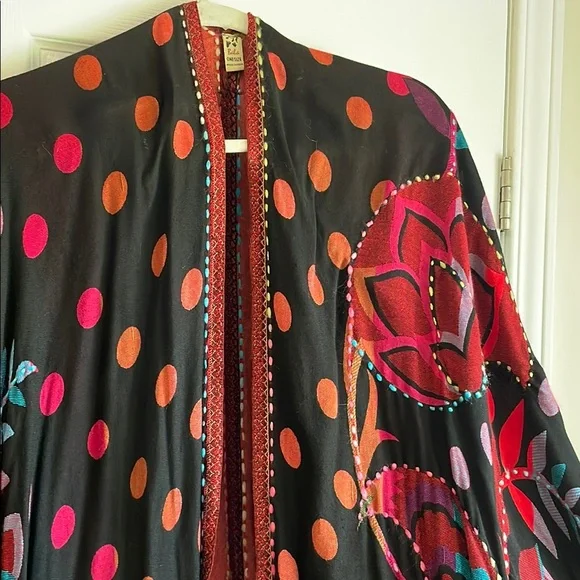 Baba Red and Black Polka Dot REVERSIBLE India Ethnic Shawl Cape Scarf Wrap - Picture 7 of 13